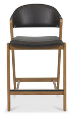 Old West Vintage Bonded Leather Bar Stool Rustic Oak Frame - Home Furniture Interiors