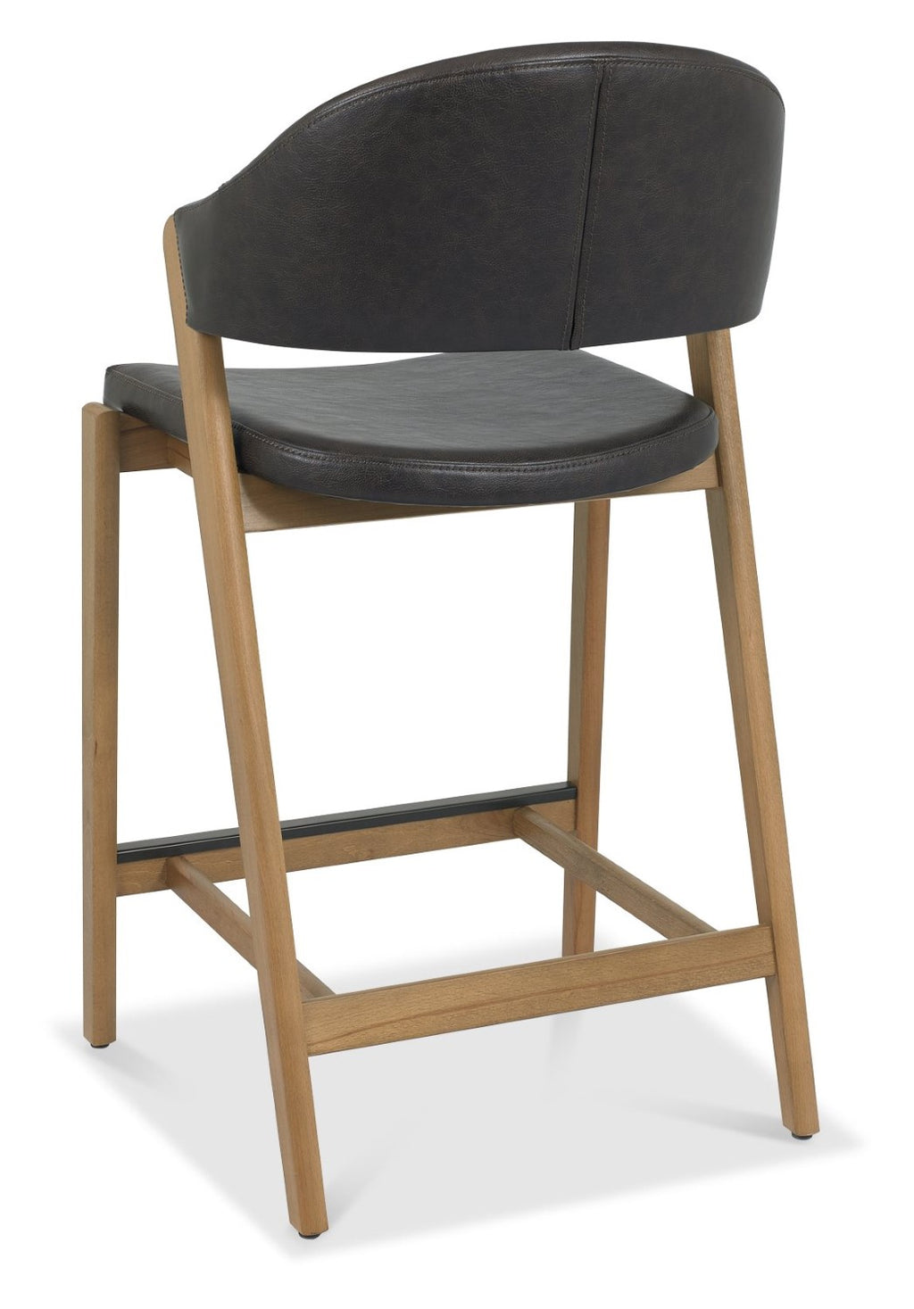 Old West Vintage Bonded Leather Bar Stool Rustic Oak Frame - Home Furniture Interiors