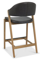 Old West Vintage Bonded Leather Bar Stool Rustic Oak Frame - Home Furniture Interiors