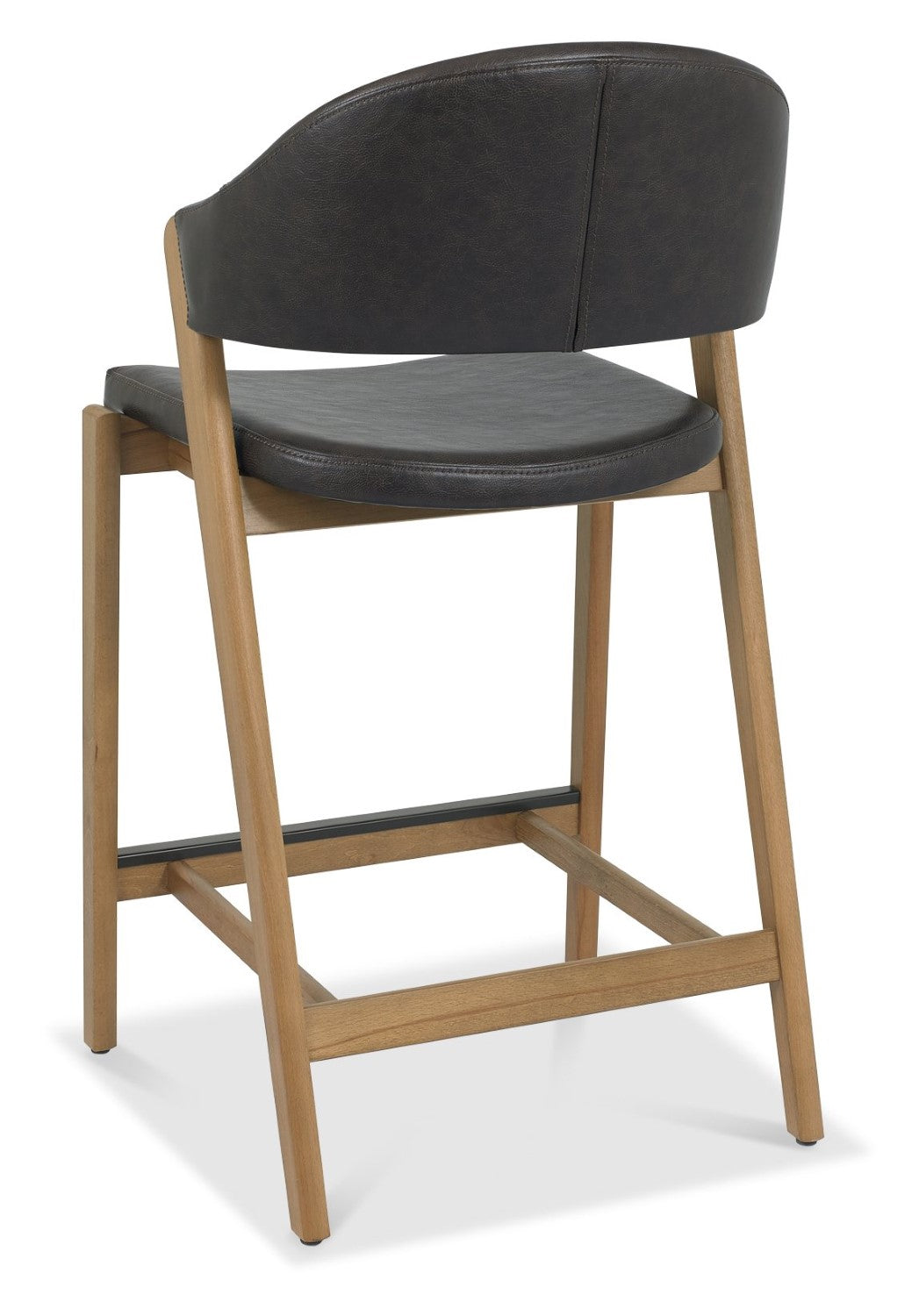 Old West Vintage Bonded Leather Bar Stool Rustic Oak Frame - Home Furniture Interiors
