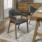 Dark Grey Fabric Arm Chair Rustic Oak Legs