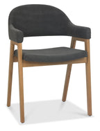 Dark Grey Fabric Arm Chair Rustic Oak Legs - Home Furniture Interiors