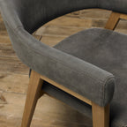 Dark Grey Fabric Arm Chair Rustic Oak Legs - Home Furniture Interiors
