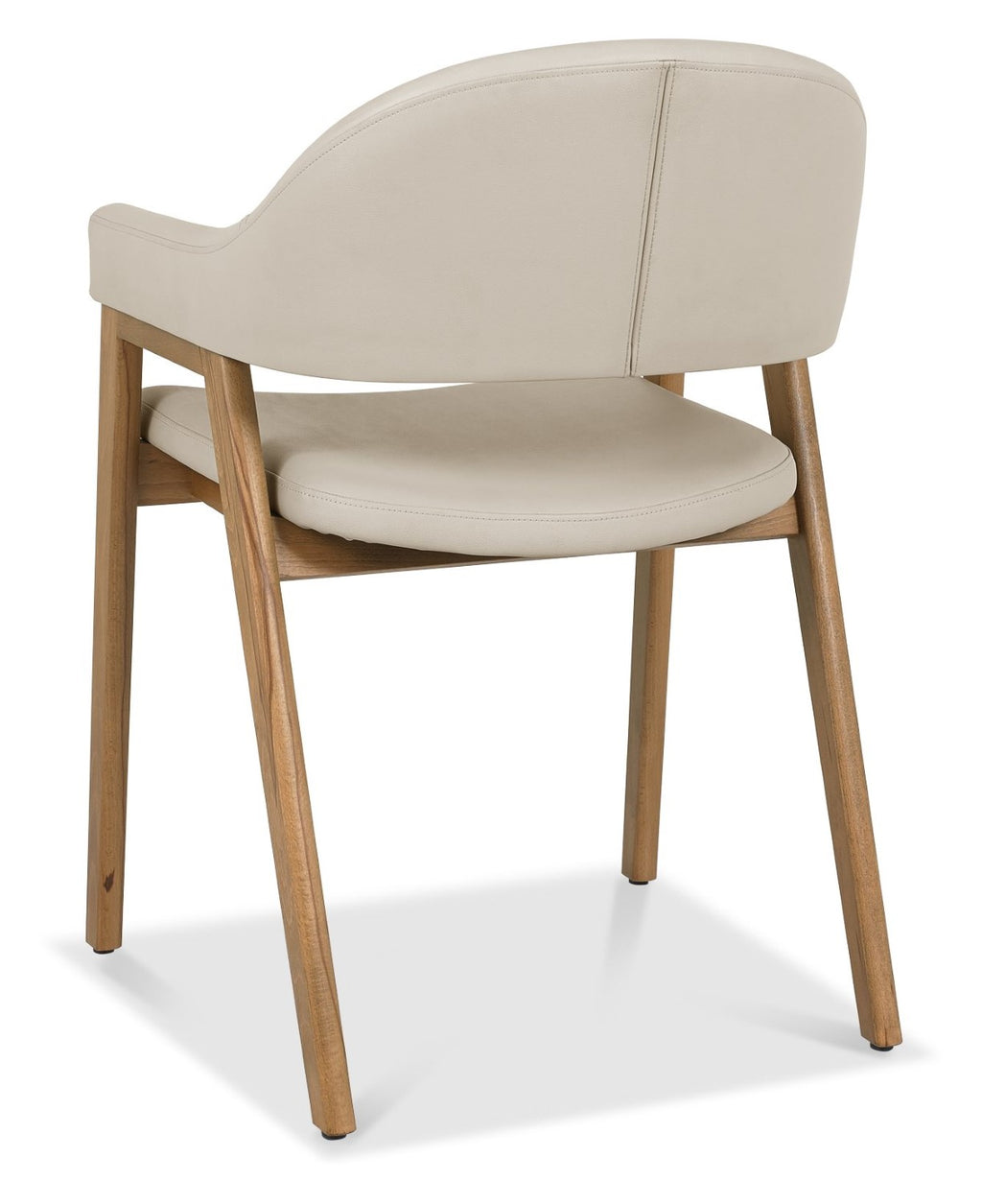 Ivory Leather Upholstered Retro Curved Dining Arm Chair - Home Furniture Interiors