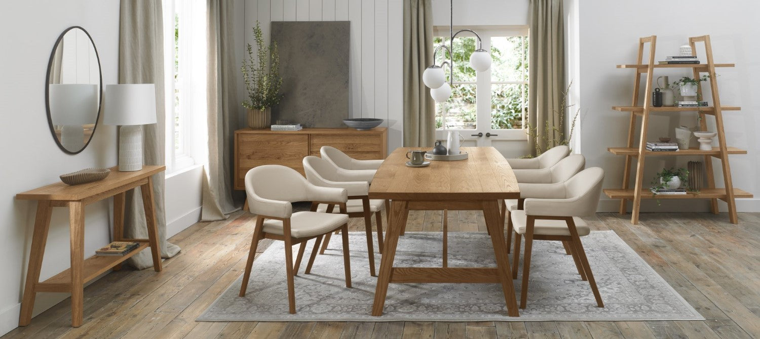 Ivory Leather Upholstered Retro Curved Dining Arm Chair - Home Furniture Interiors