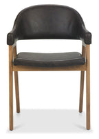 Vintage Fabric Dining Armchair Rustic Oak Legs - Home Furniture Interiors