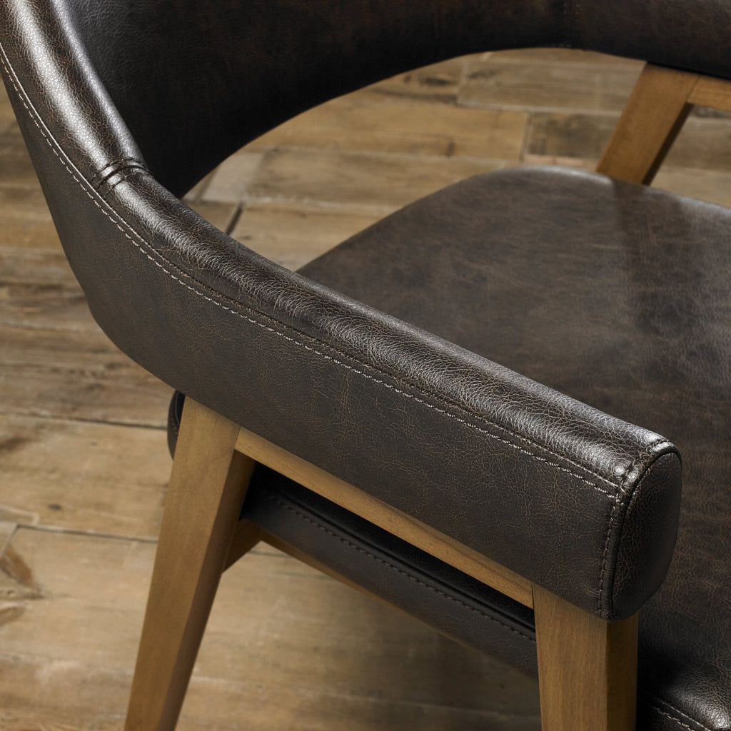 Vintage Fabric Dining Armchair Rustic Oak Legs - Home Furniture Interiors