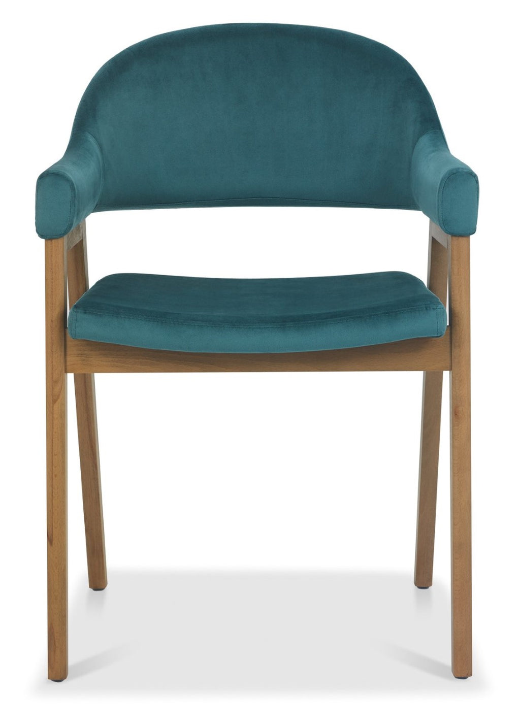 Blue Velvet Fabric Dining Armchair Rustic Oak Legs - Home Furniture Interiors