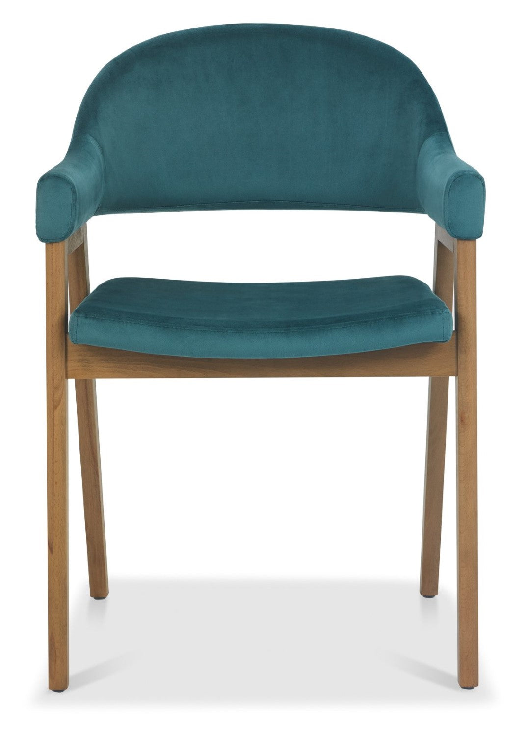 Blue Velvet Fabric Dining Armchair Rustic Oak Legs - Home Furniture Interiors