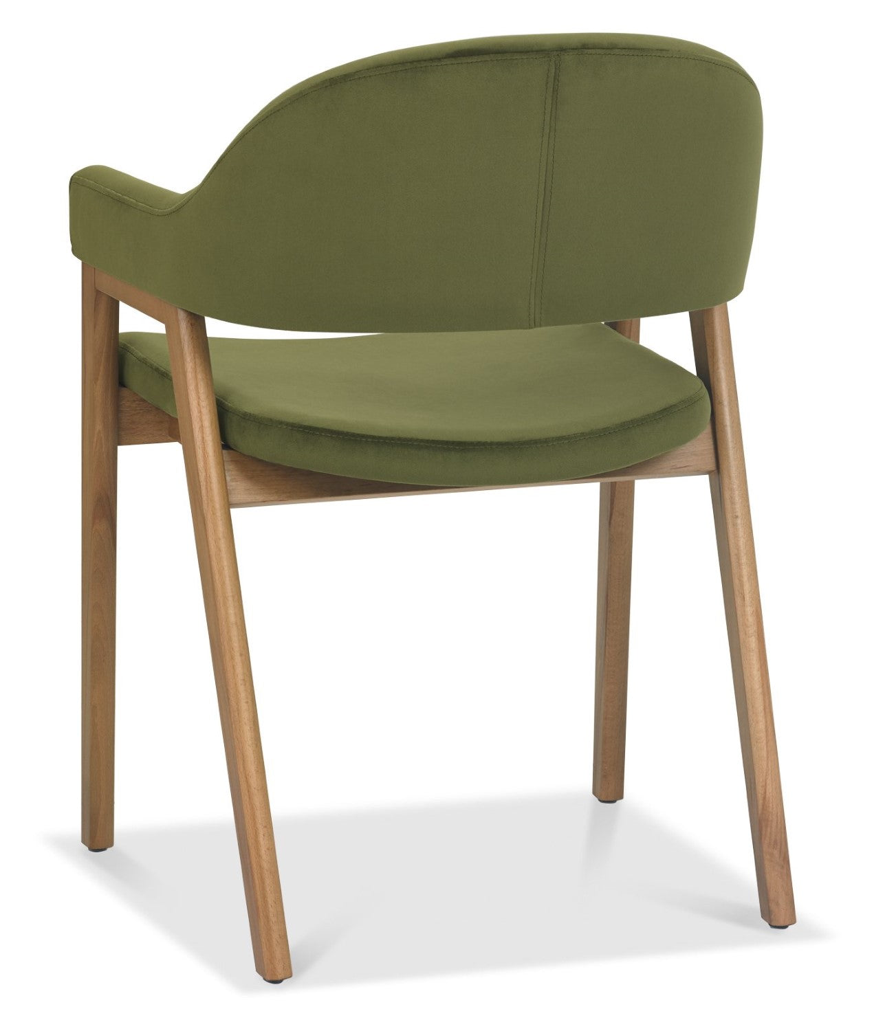 Green Velvet Fabric Dining Armchair Rustic Oak Legs - Home Furniture Interiors