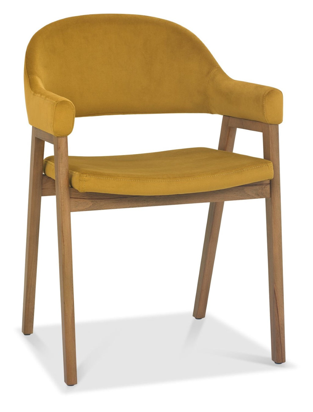 Dark Yellow Fabric Dining Armchair Rustic Oak Legs - Home Furniture Interiors