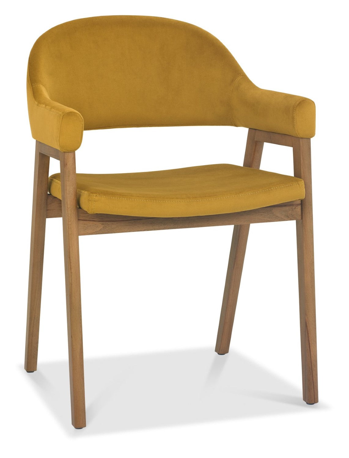 Dark Yellow Fabric Dining Armchair Rustic Oak Legs - Home Furniture Interiors