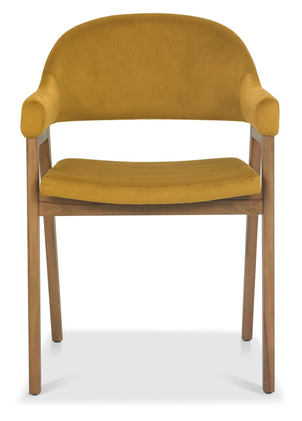 Dark Yellow Fabric Dining Armchair Rustic Oak Legs - Home Furniture Interiors
