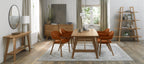 Rustic Oak Orange Velvet Fabric Dining Arm Chair - Home Furniture Interiors