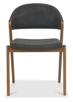 Rustic Oak Dining Chair Dark Grey Fabric Upholstered - Home Furniture Interiors
