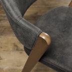 Rustic Oak Dining Chair Dark Grey Fabric Upholstered - Home Furniture Interiors