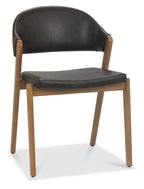 Rustic Vintage Faux Leather Oak Upholstered Dining Chair - Home Furniture Interiors