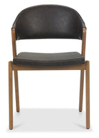 Rustic Vintage Faux Leather Oak Upholstered Dining Chair - Home Furniture Interiors
