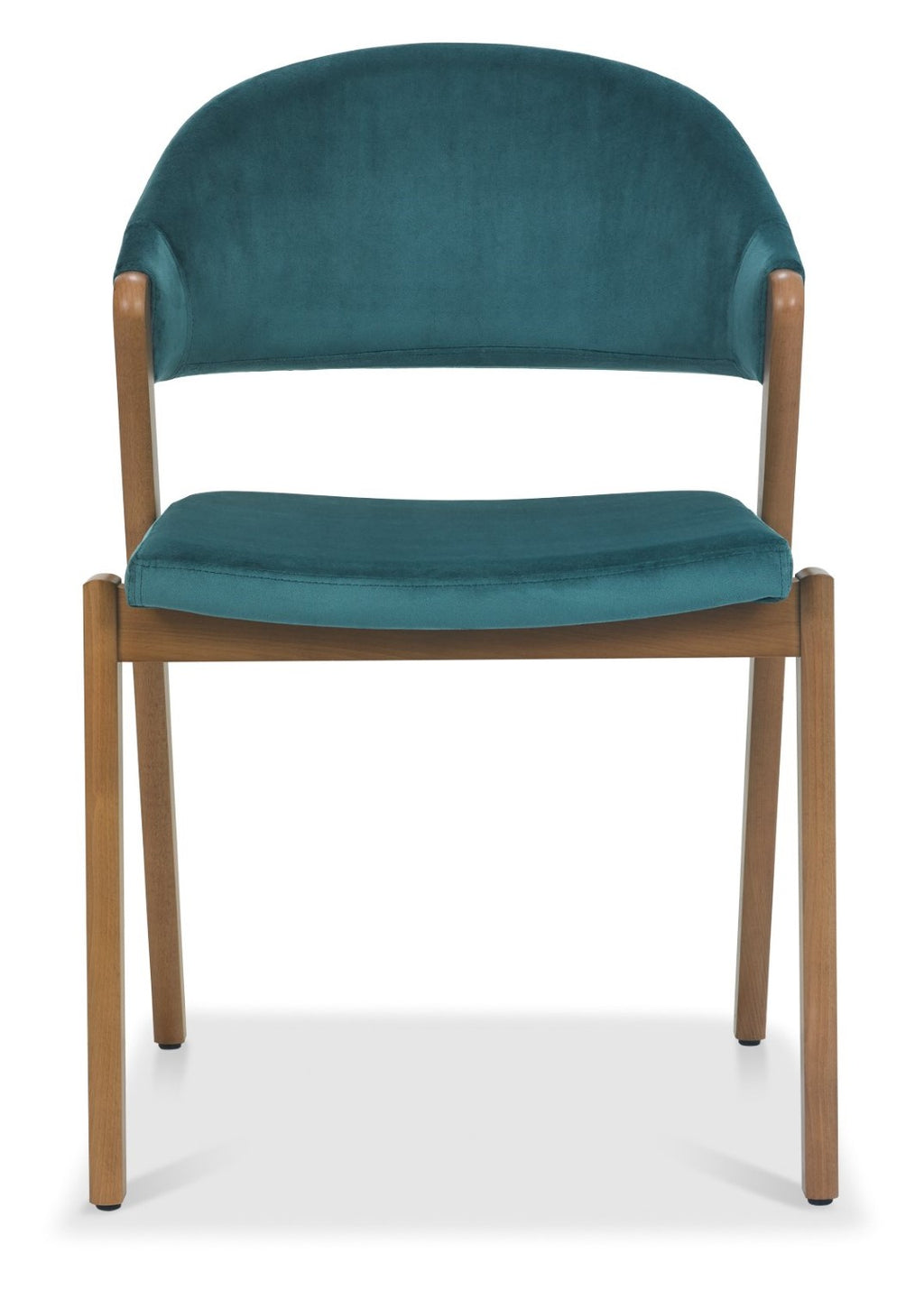 Azure Blue Velvet Fabric Rustic Oak Dining Chair - Home Furniture Interiors