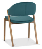 Azure Blue Velvet Fabric Rustic Oak Dining Chair - Home Furniture Interiors