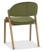 Green Velvet Fabric Curved Back Dining Chair Rustic Oak Frame - Home Furniture Interiors