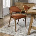 Rust Orange Velvet Fabric Curved Back Dining Chair