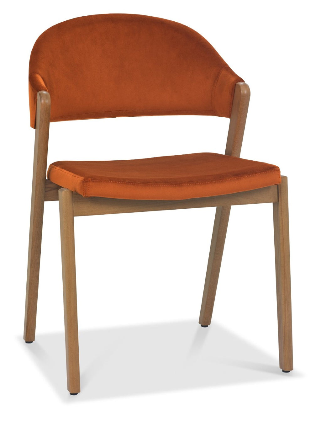 Rust Orange Velvet Fabric Curved Back Dining Chair - Home Furniture Interiors