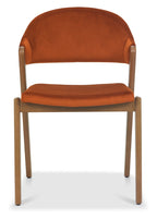 Rust Orange Velvet Fabric Curved Back Dining Chair - Home Furniture Interiors