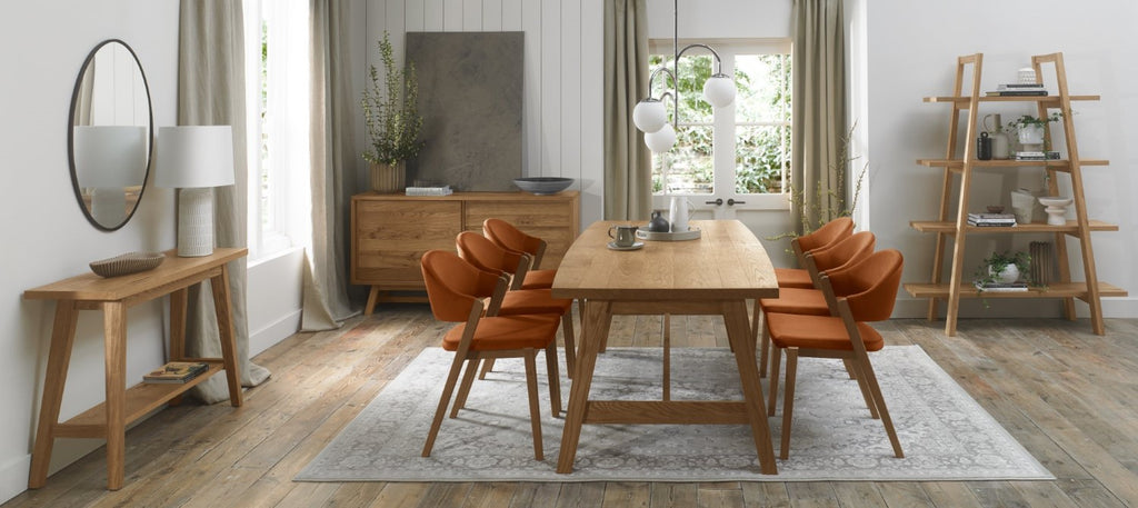 Rust Orange Velvet Fabric Curved Back Dining Chair - Home Furniture Interiors