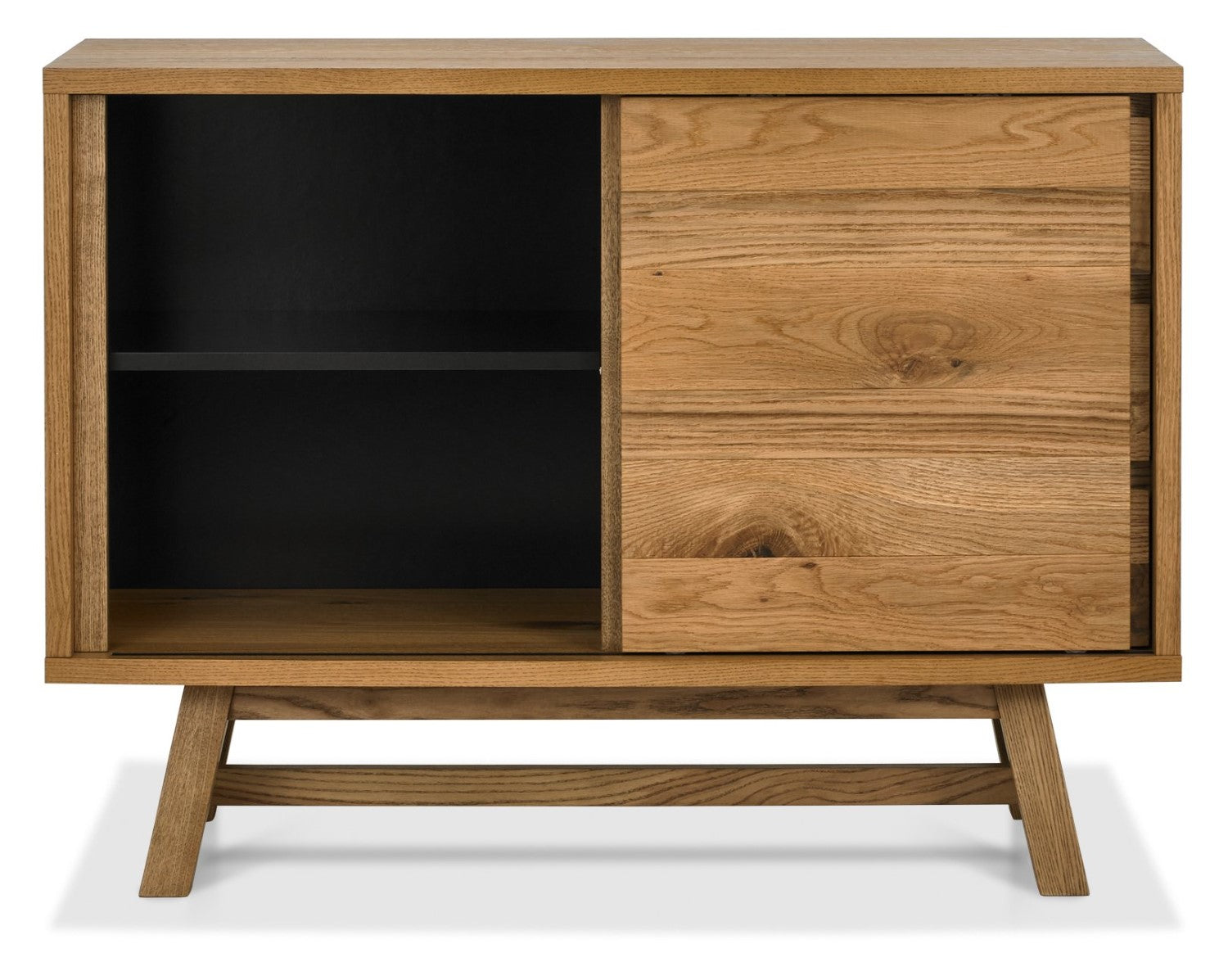 Rustic Oak 3 Drawer Narrow Sideboard Cabinet Sliding Door - Home Furniture Interiors