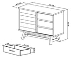 Rustic Oak 3 Drawer Narrow Sideboard Cabinet Sliding Door - Home Furniture Interiors