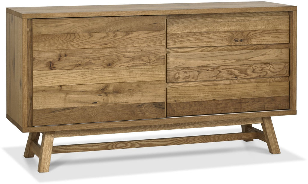 Rustic Oak Sideboard Sliding Door and 3 Drawers - Home Furniture Interiors