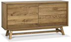 Rustic Oak Sideboard Sliding Door and 3 Drawers - Home Furniture Interiors