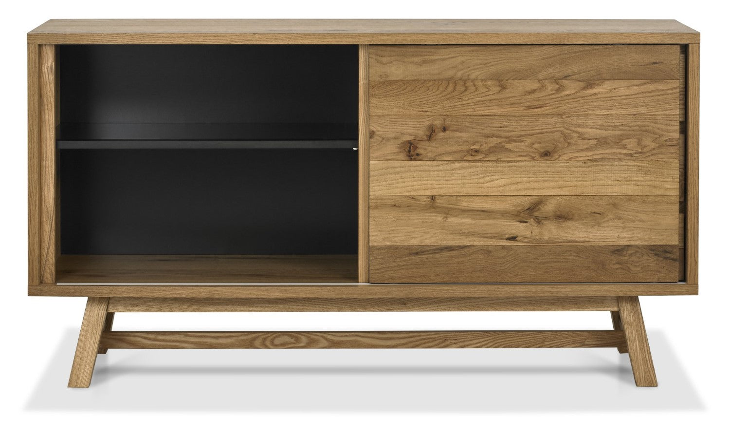 Rustic Oak Sideboard Sliding Door and 3 Drawers - Home Furniture Interiors
