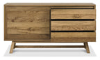 Rustic Oak Sideboard Sliding Door and 3 Drawers - Home Furniture Interiors