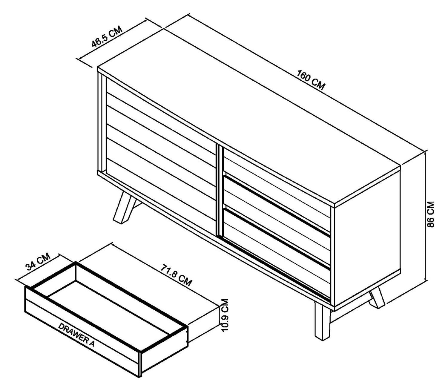 Rustic Oak Sideboard Sliding Door and 3 Drawers - Home Furniture Interiors