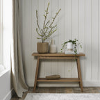 Traditional Rustic Oak Console Hall Table with Lower Shelf