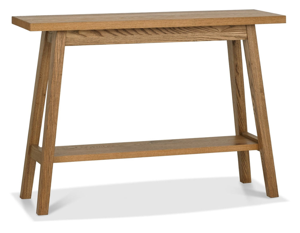 Traditional Rustic Oak Console Hall Table with Lower Shelf - Home Furniture Interiors