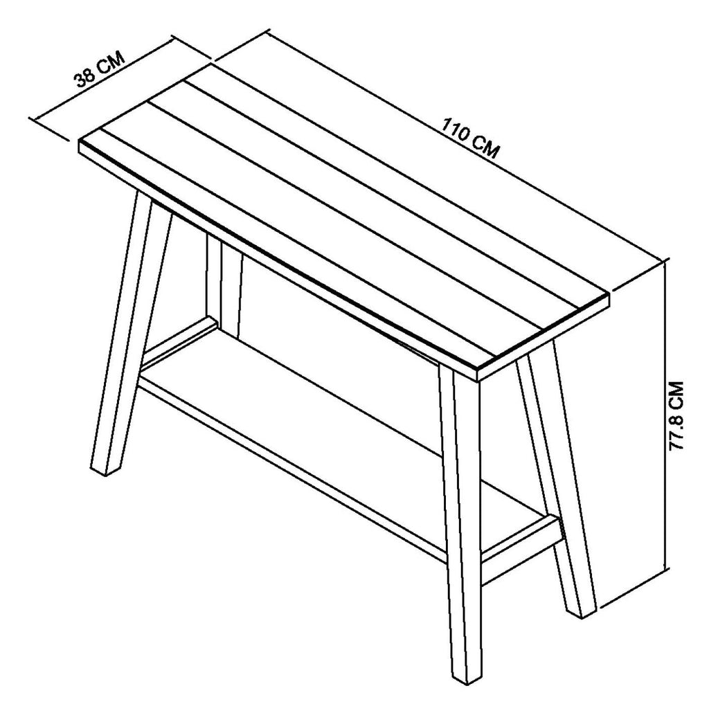 Traditional Rustic Oak Console Hall Table with Lower Shelf - Home Furniture Interiors