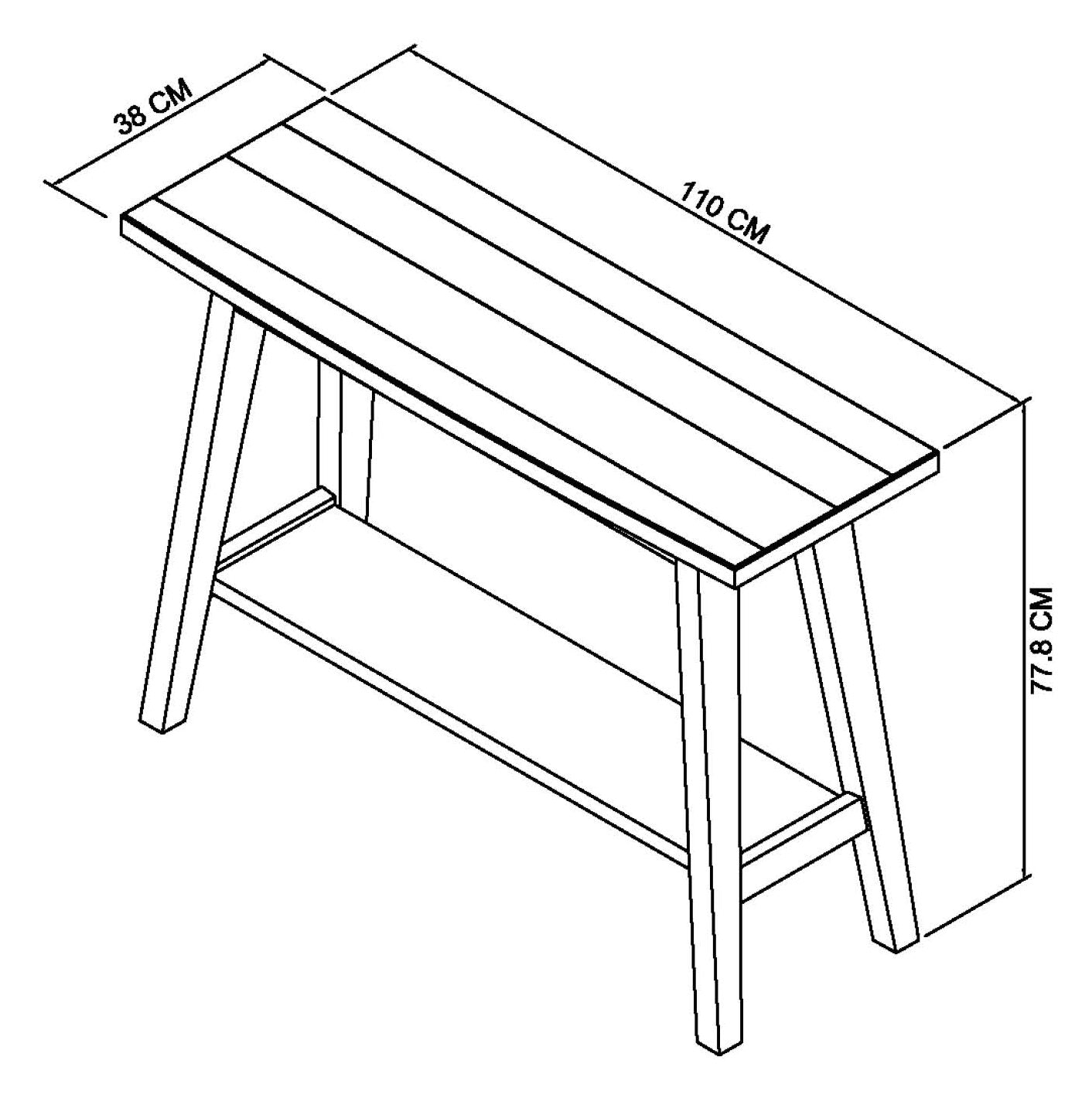 Traditional Rustic Oak Console Hall Table with Lower Shelf - Home Furniture Interiors
