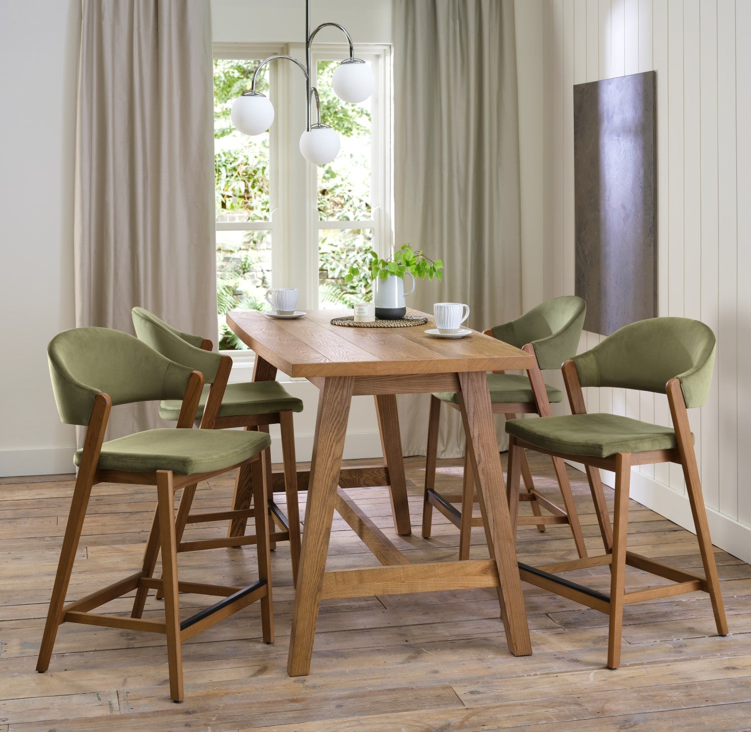 Rustic Oak Wooden Bar Table with A Frame Legs - Home Furniture Interiors