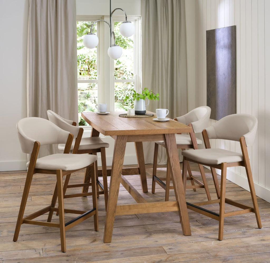 Rustic Oak Wooden Bar Table with A Frame Legs