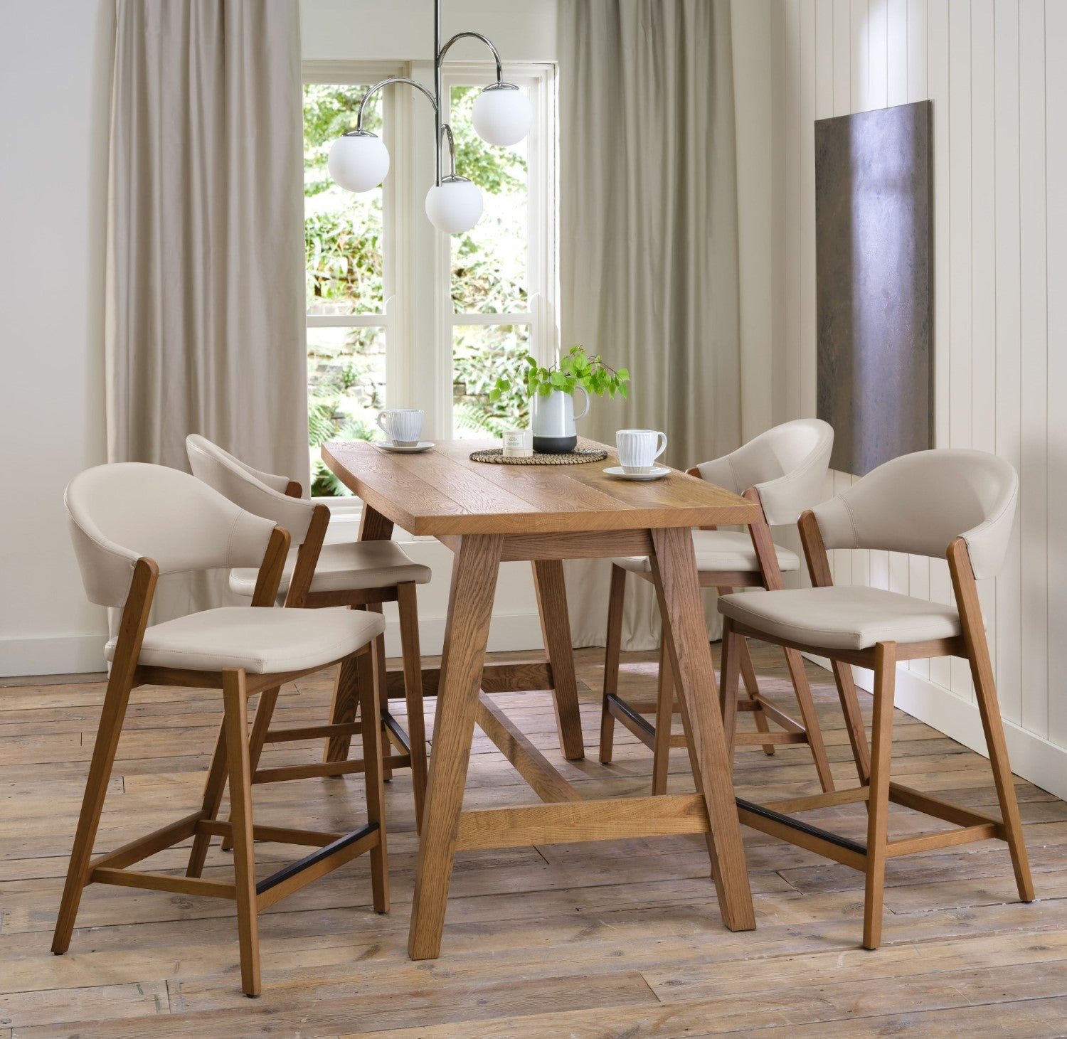 Rustic Oak Wooden Bar Table with A Frame Legs