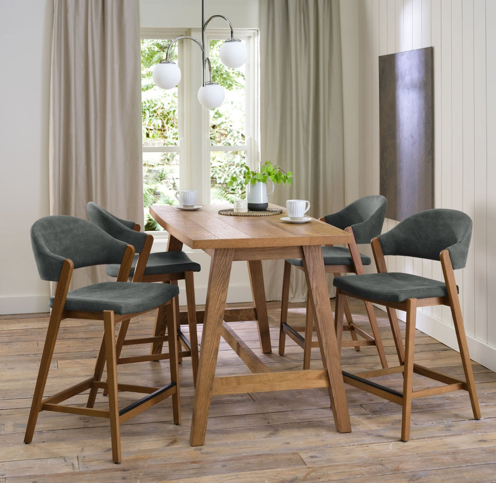 Rustic Oak Wooden Bar Table with A Frame Legs - Home Furniture Interiors