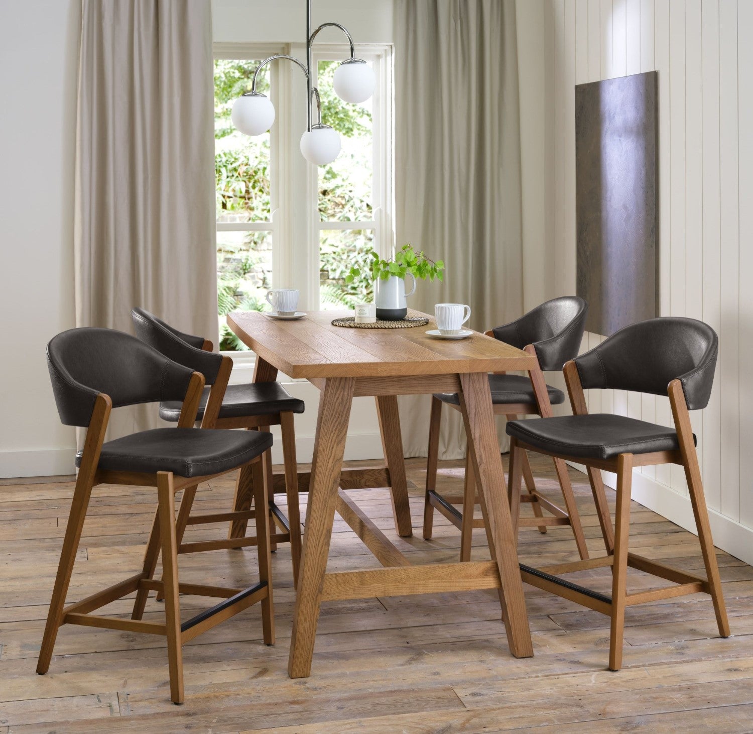 Rustic Oak Wooden Bar Table with A Frame Legs - Home Furniture Interiors