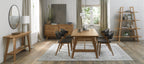 Rustic Oak Dining Table Set with 4 Oak Brown Leather Chairs - Home Furniture Interiors