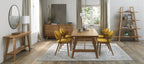 Rustic Oak Extending Dining Table Set 4 Yellow Velvet Chairs - Home Furniture Interiors
