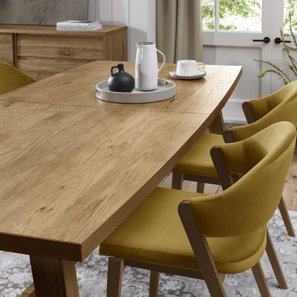 Rustic Dark Oak Large Extending 4 to 6 Seater Dining Table - Home Furniture Interiors
