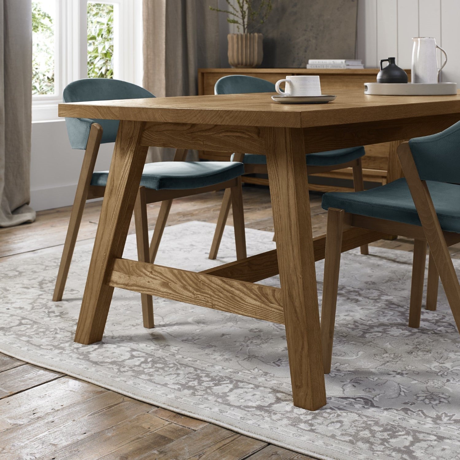 Rustic Dark Oak Large Extending 4 to 6 Seater Dining Table - Home Furniture Interiors