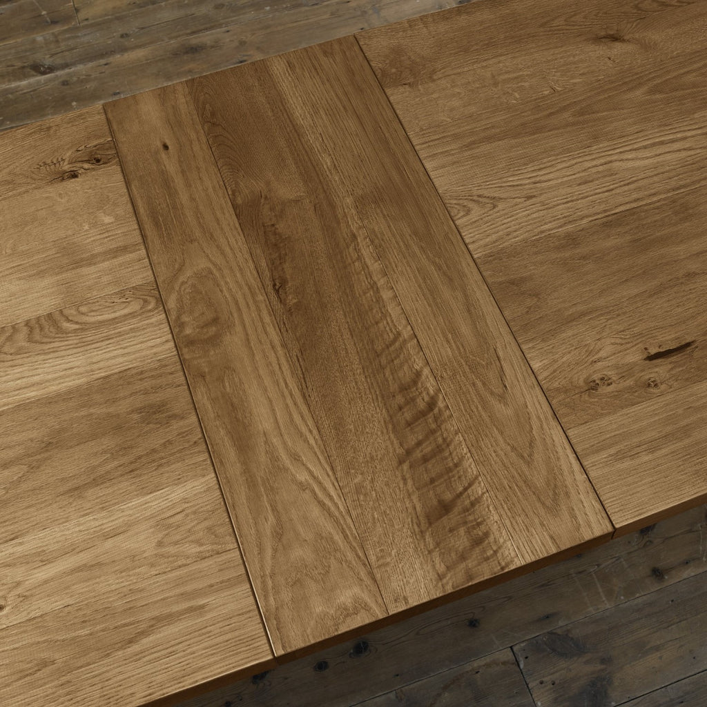 Rustic Dark Oak Large Extending 4 to 6 Seater Dining Table - Home Furniture Interiors